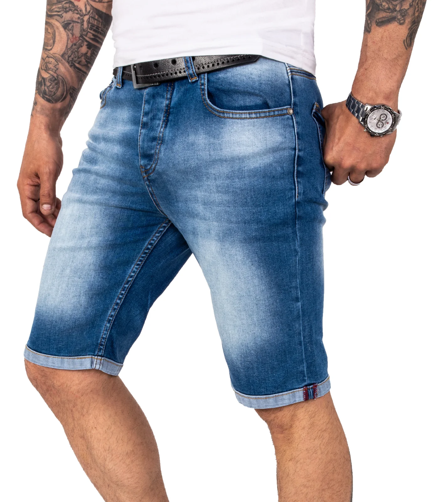 Rock Creek Herren Jeansshorts Slim Fit Blau RC-2208 - Image 7