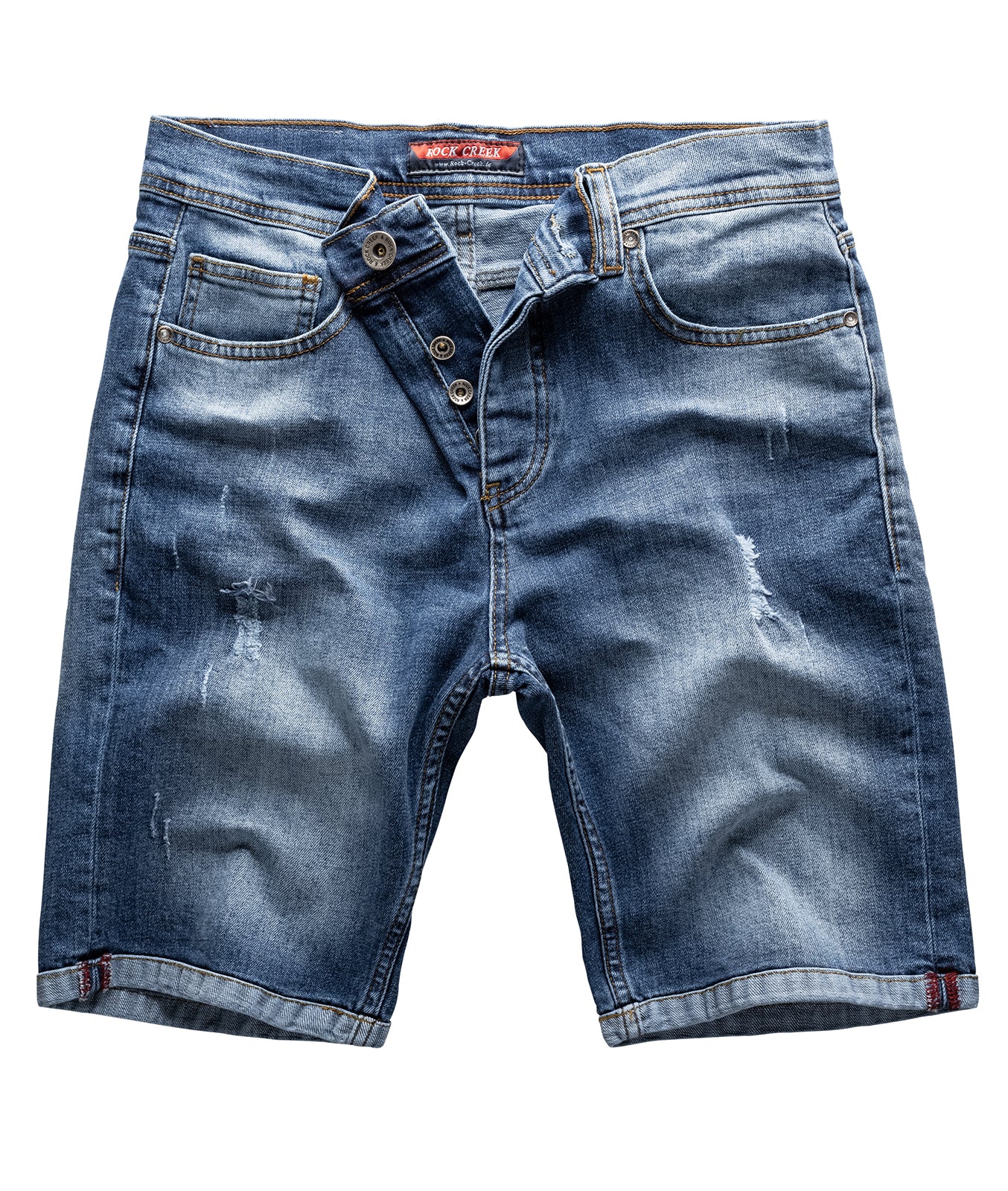Rock Creek Herren Jeansshorts Slim Fit Blau RC-2218