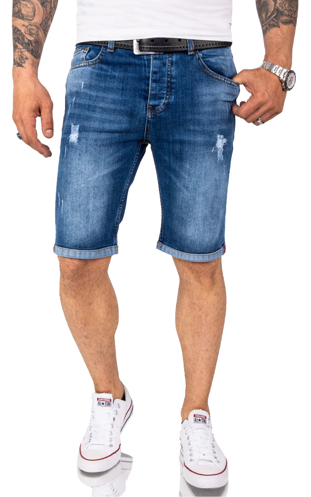 Rock Creek Herren Jeansshorts Slim Fit Blau RC-2218 - Image 3