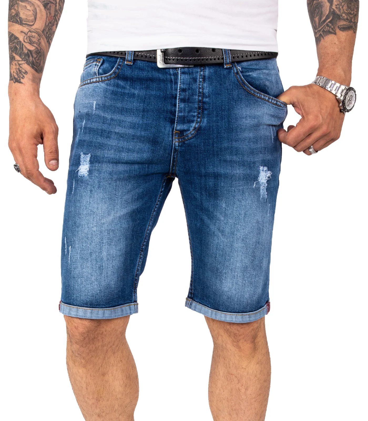 Rock Creek Herren Jeansshorts Slim Fit Blau RC-2218 - Image 6