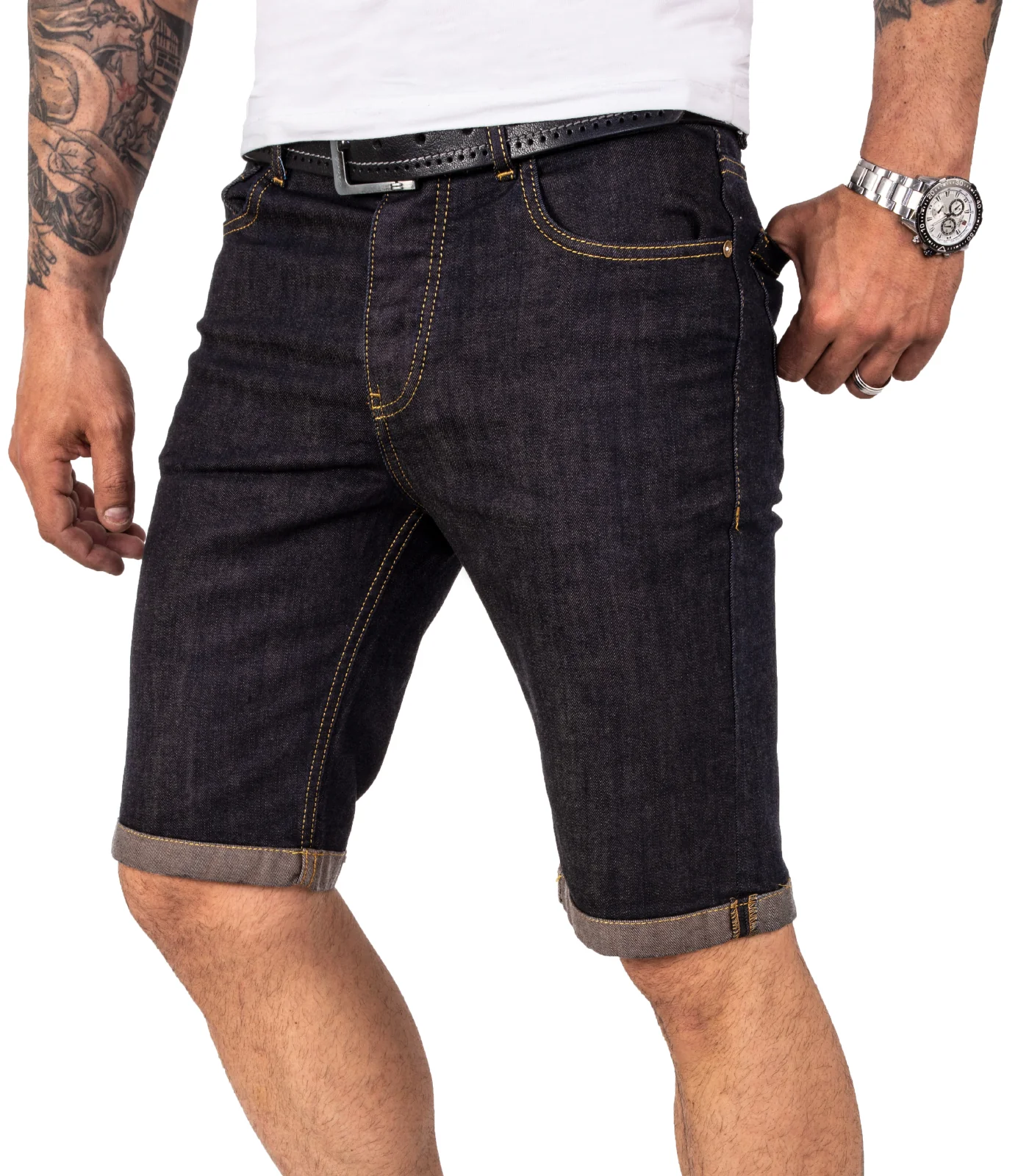 Rock Creek Herren Jeansshorts Slim Fit Dunkelblau RC-2206 - Image 7