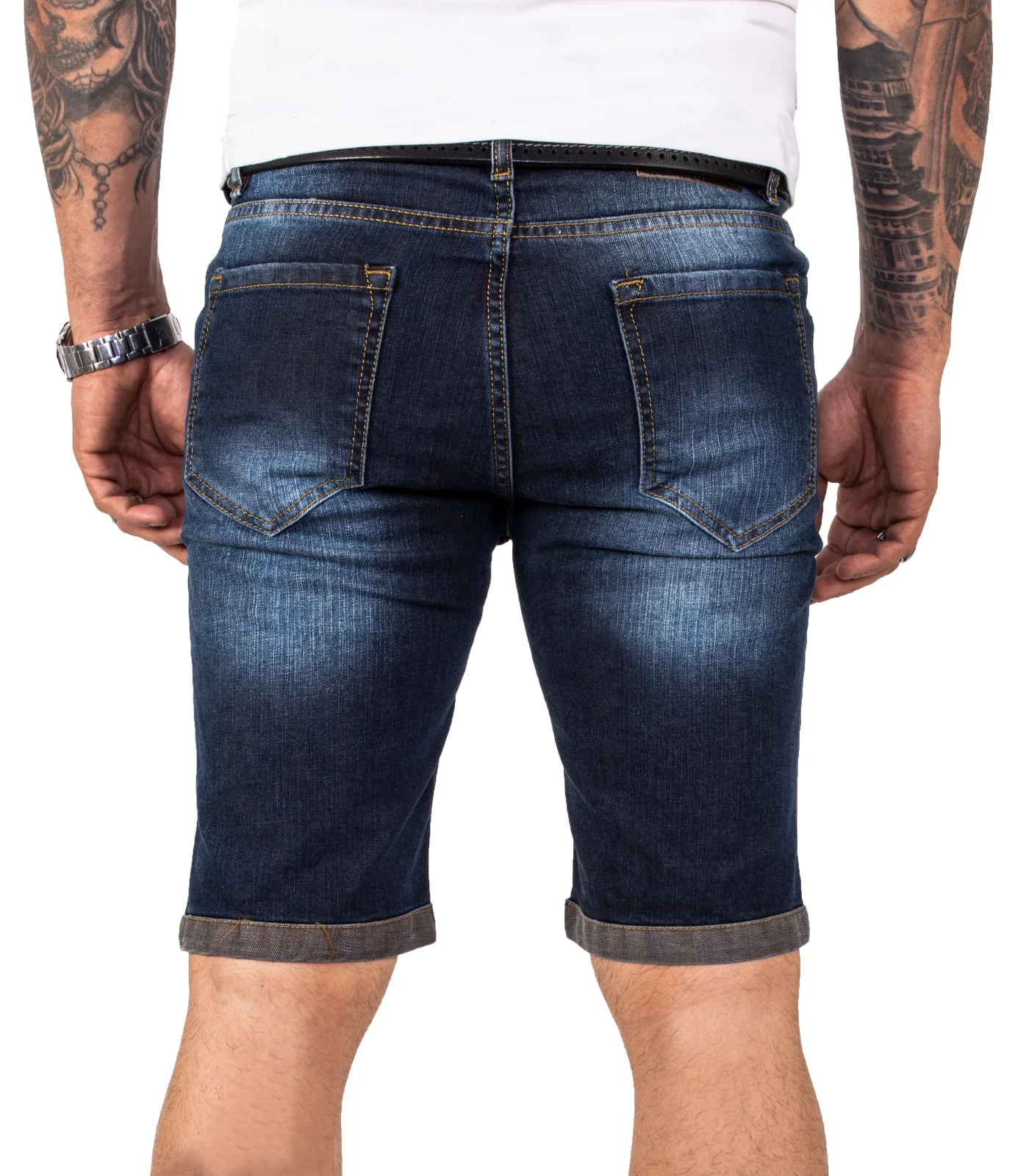 Rock Creek Herren Jeansshorts Slim Fit Dunkelblau RC-2216 - Image 8