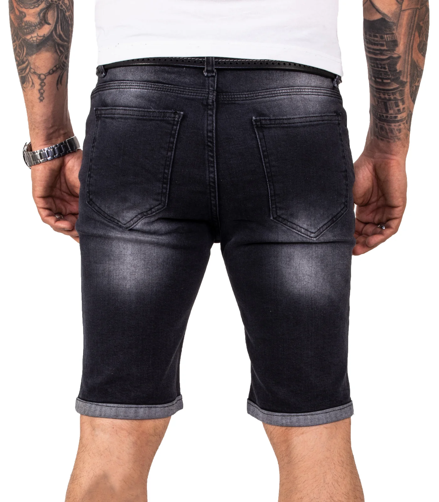 Rock Creek Herren Jeansshorts Slim Fit Dunkelgrau RC-2214 - Image 8