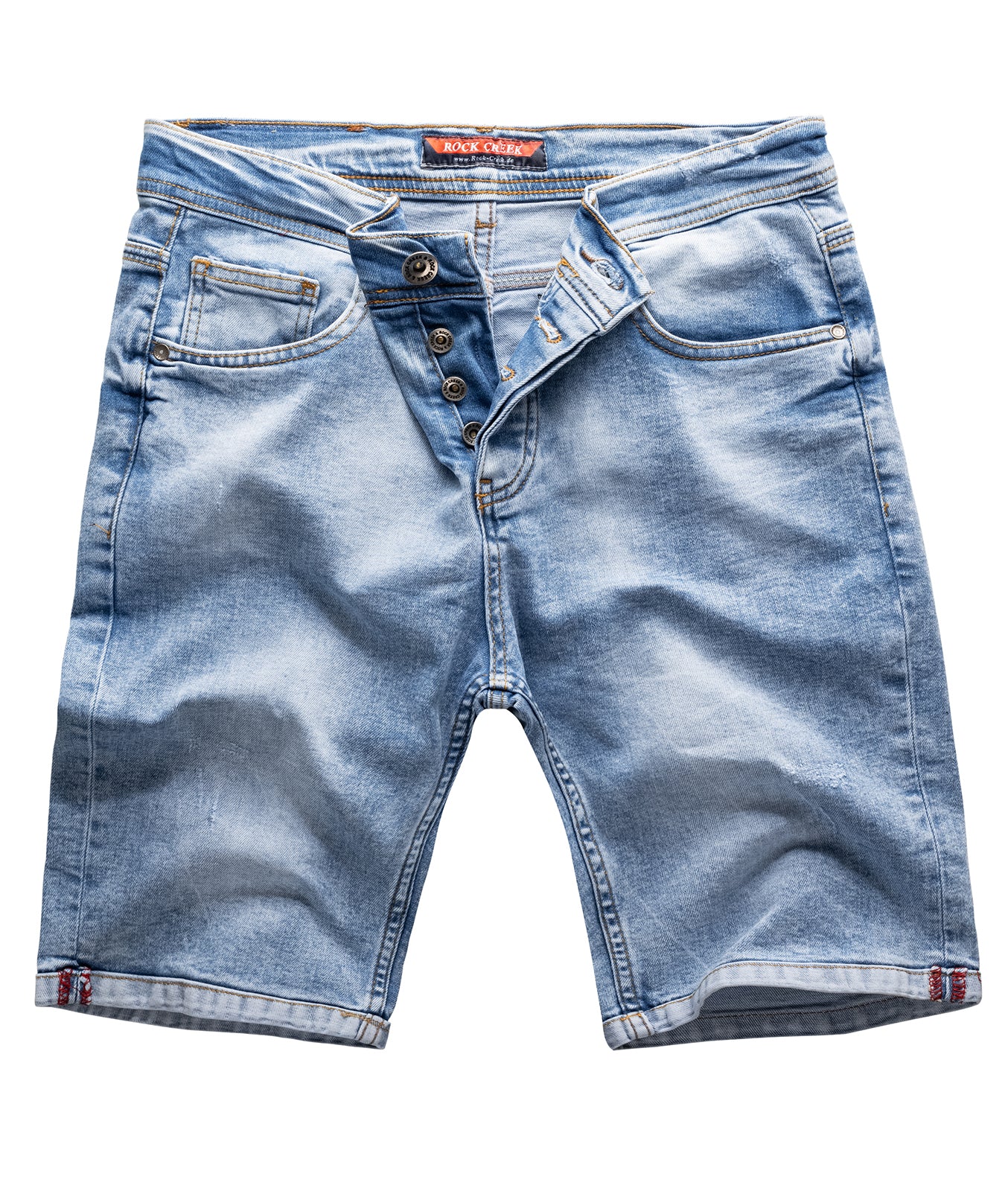 Rock Creek Herren Jeansshorts Slim Fit Hellblau RC-2207
