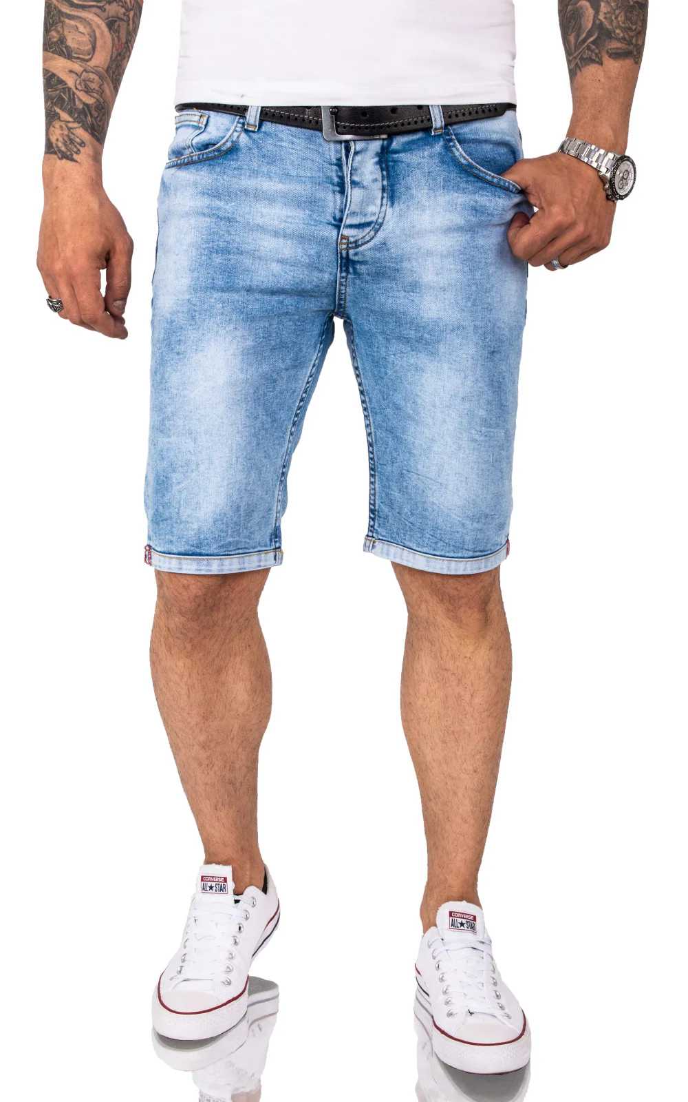 Rock Creek Herren Jeansshorts Slim Fit Hellblau RC-2207 - Image 3