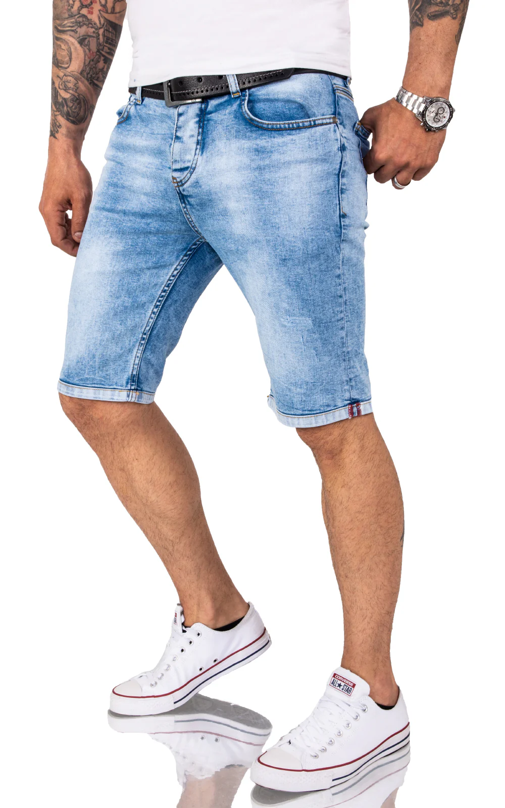 Rock Creek Herren Jeansshorts Slim Fit Hellblau RC-2207 - Image 4