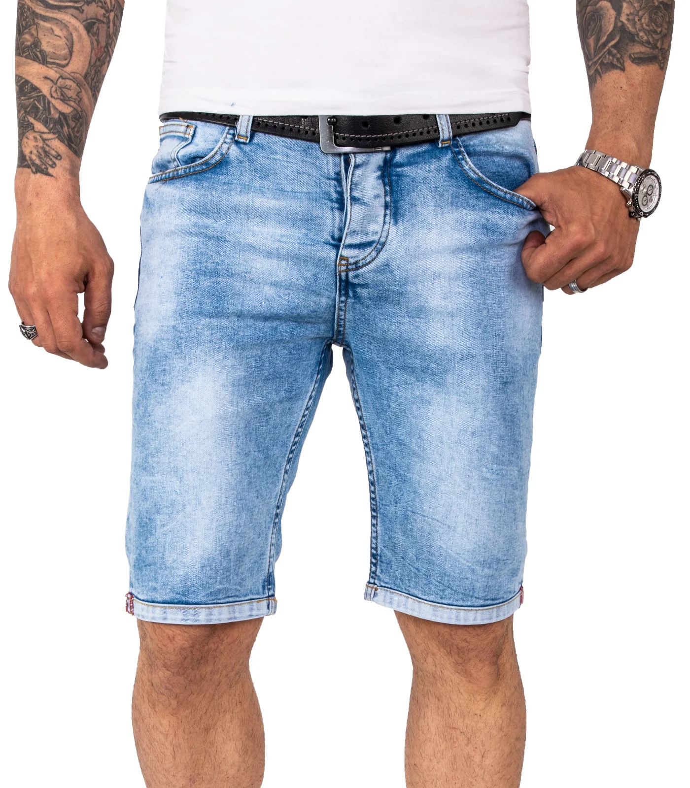 Rock Creek Herren Jeansshorts Slim Fit Hellblau RC-2207 - Image 6