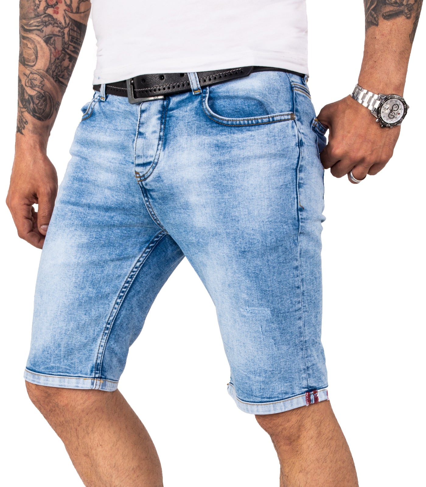 Rock Creek Herren Jeansshorts Slim Fit Hellblau RC-2207 - Image 7