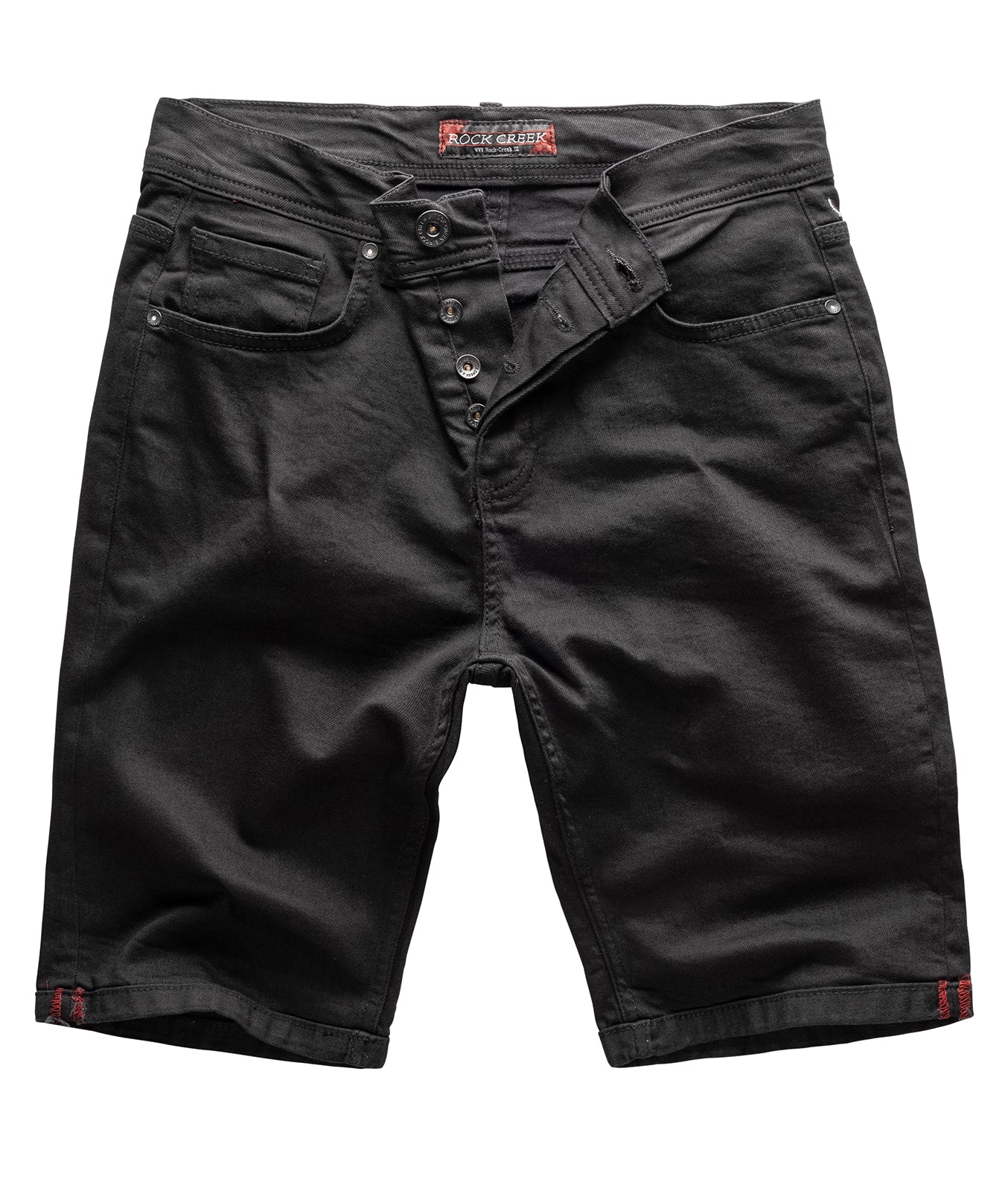 Rock Creek Herren Jeansshorts Slim Fit Schwarz RC-2209