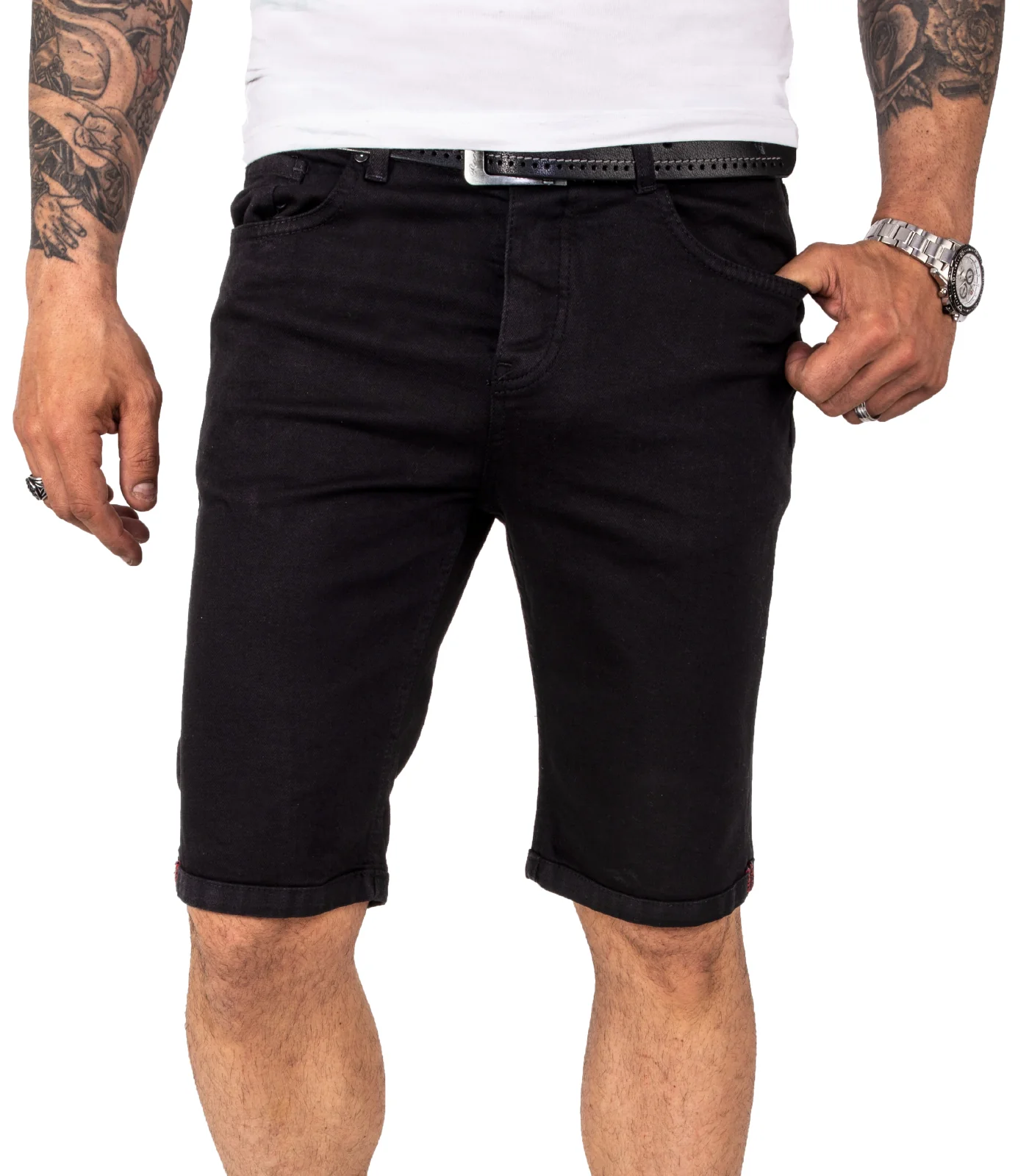 Rock Creek Herren Jeansshorts Slim Fit Schwarz RC-2209 - Image 6