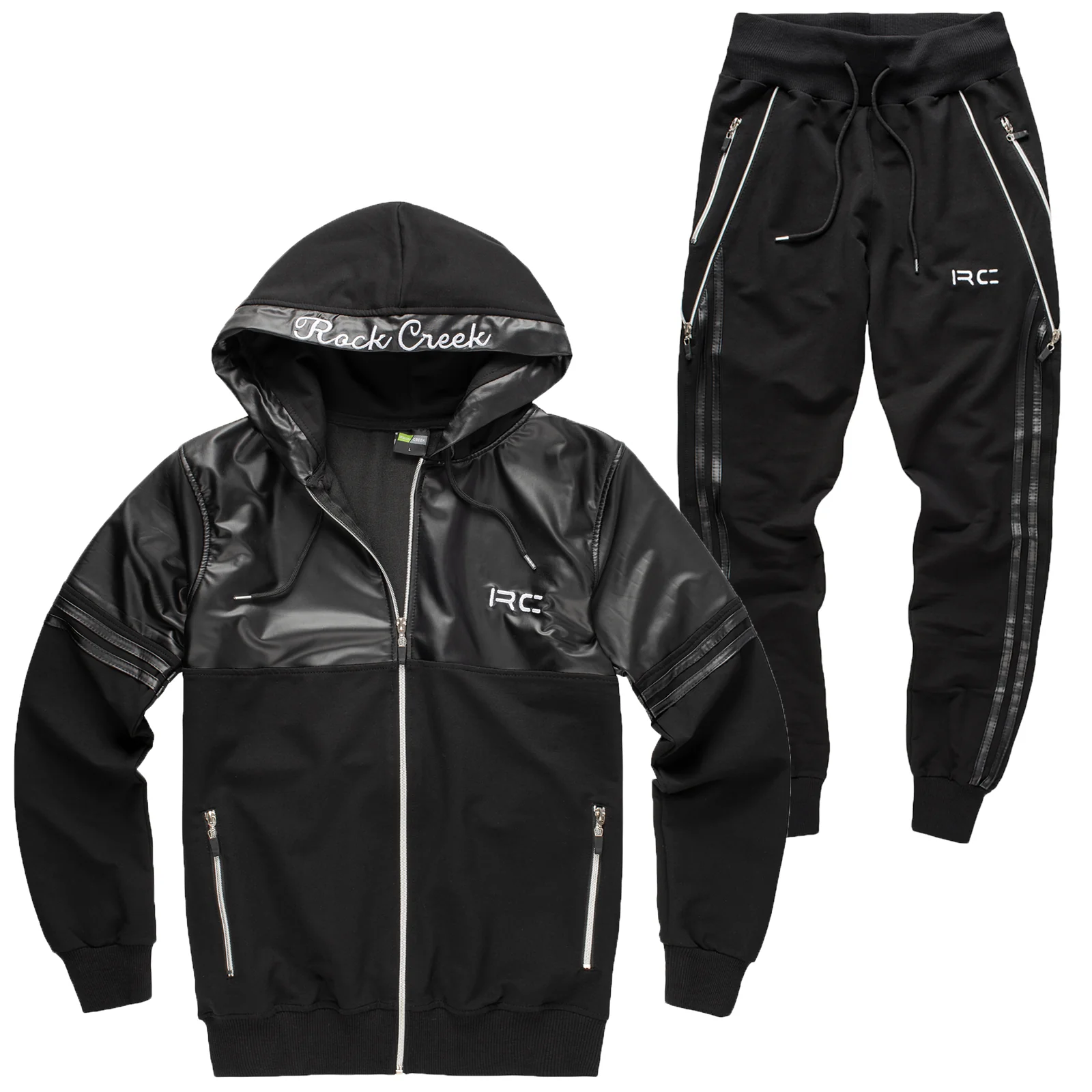 Rock Creek Herren Jogginganzug mit Kunstledereinsatz H-170 - Image 9