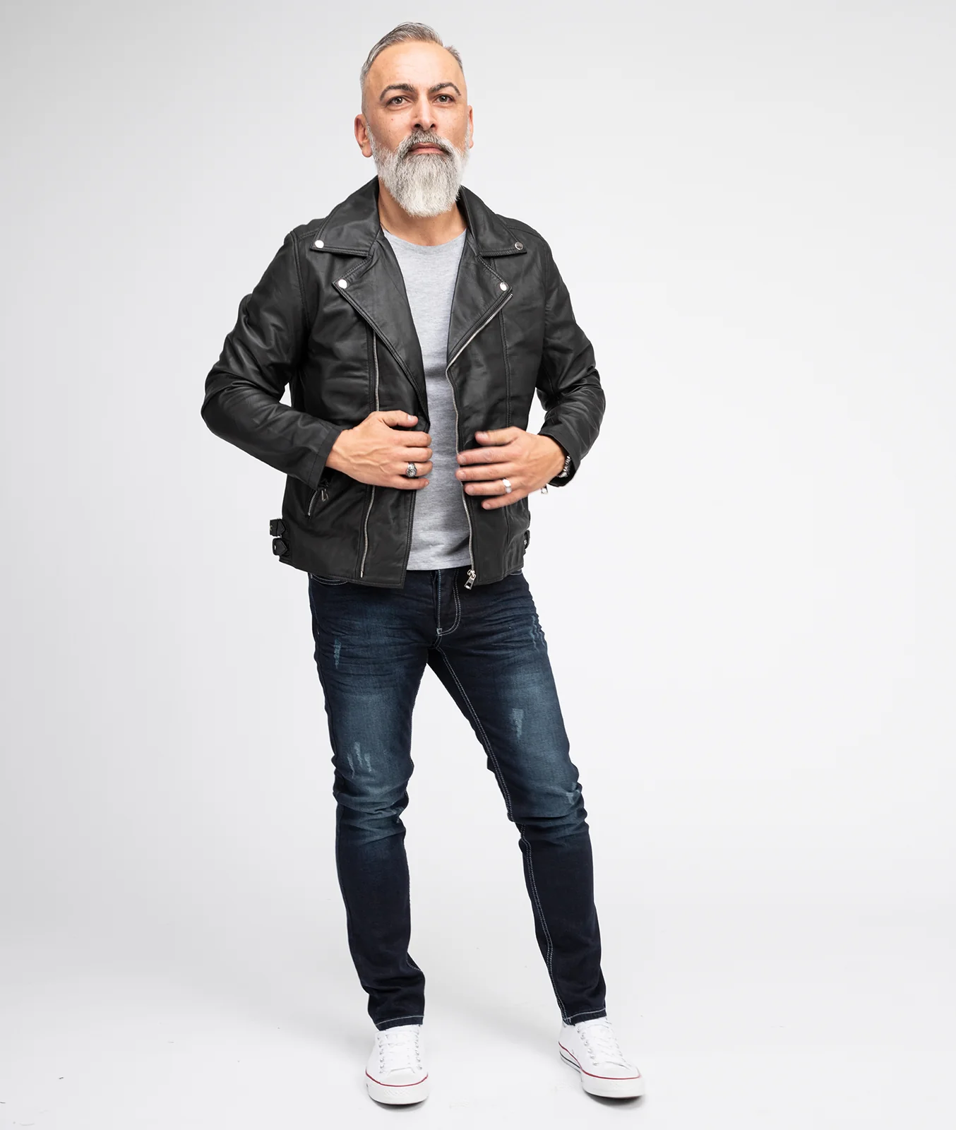 Rock Creek Herren Lederjacke Biker-Style H-182 - Image 4
