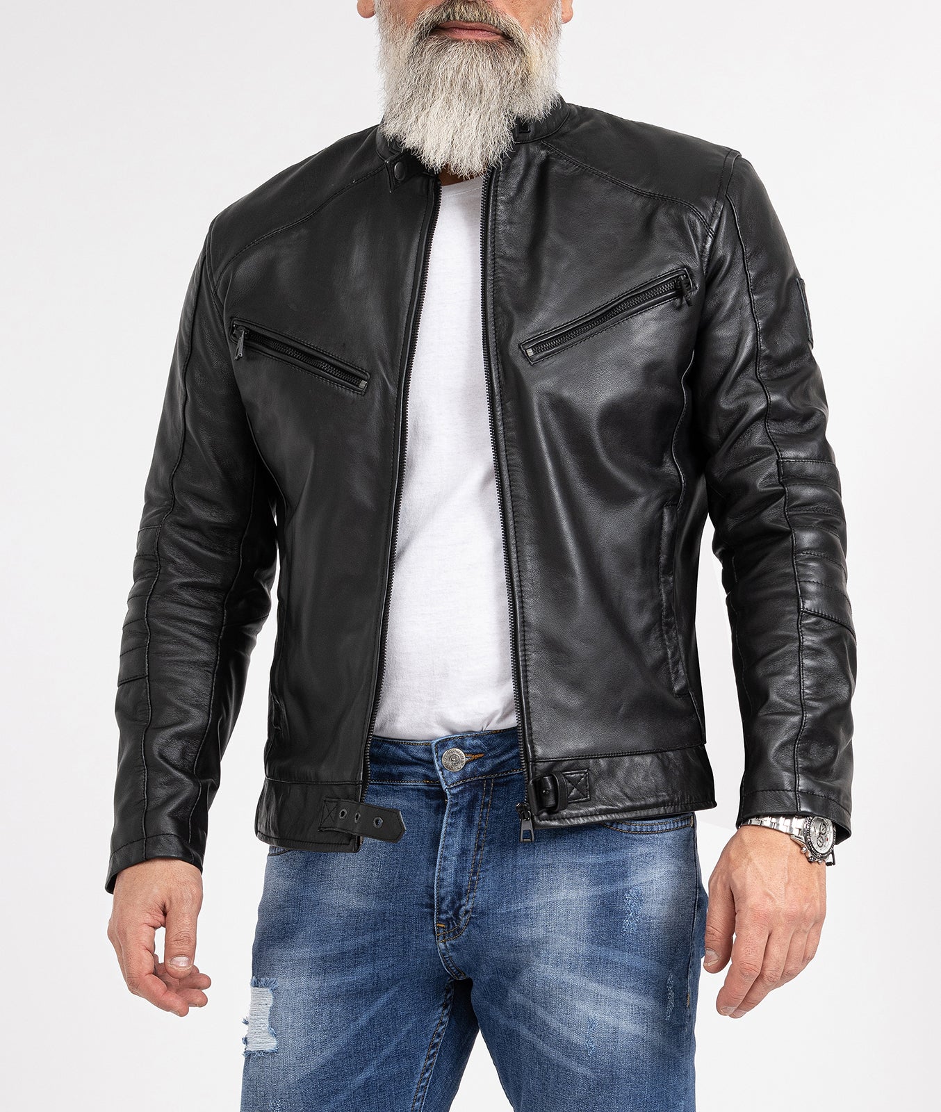 Rock Creek Herren Lederjacke Biker-Style H-256 - Image 4