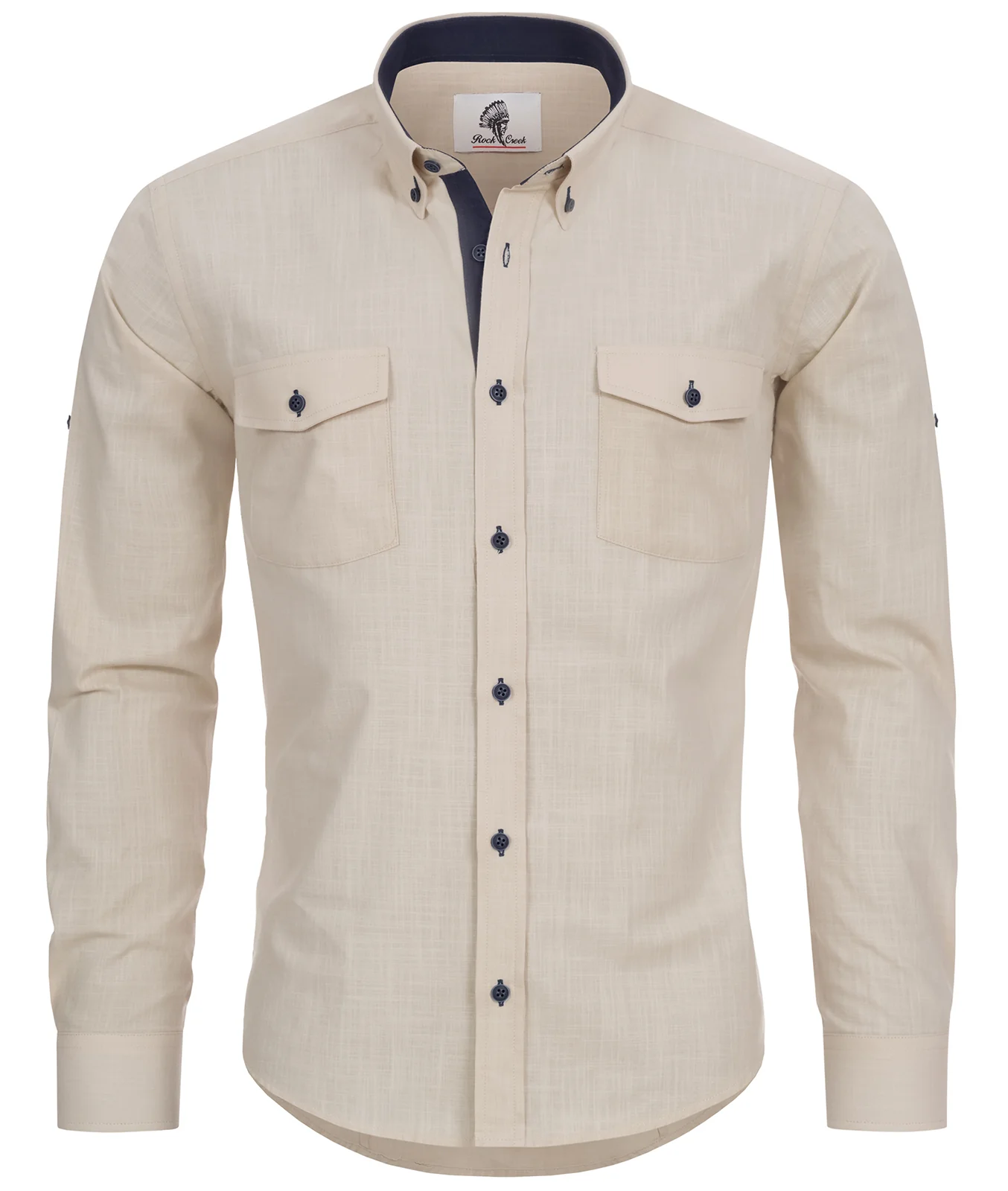 Rock Creek Herren Leinen-Optik Hemd RC-017