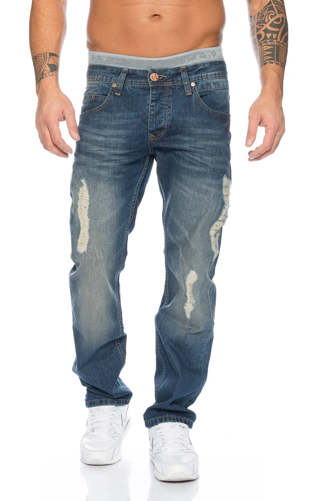 SHIKOBA Herren Jeans Comfort Fit Blau SH-002